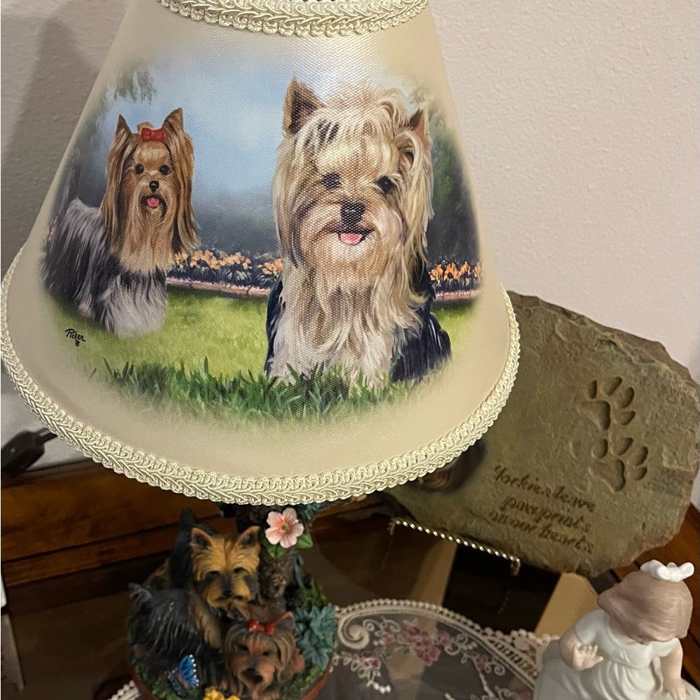 Charming Yorkshire Terrier Lamp with Cream Shade